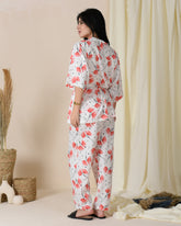Red Satin Cotton Pajama Set